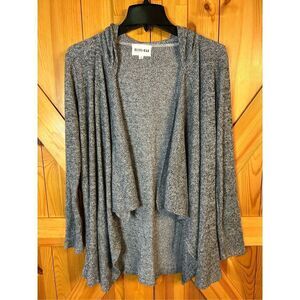 Olive + Oak Waterfall Draped Open Hooded Cardigan Size Small Gray (8106)